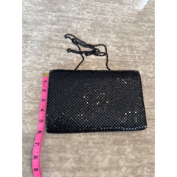 1980s Vintage Black Metal Mesh Purse Bag Sparkly Formal - Picture 7 of 10